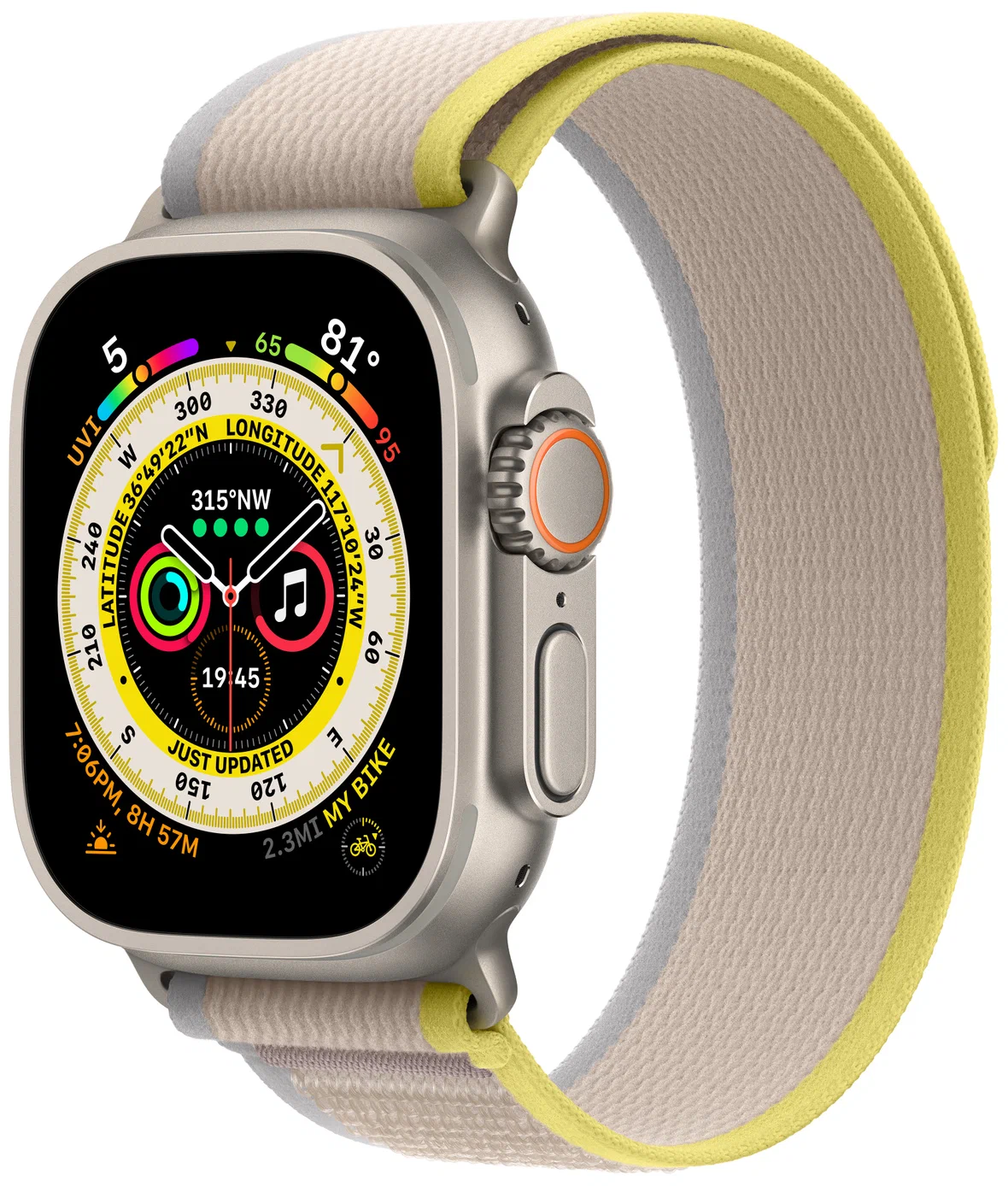 Смарт-часы Apple Watch Ultra GPS+Cellular 49mm Titanium Case with Yellow/Beige Trail Loop (EU) в Челябинске купить по недорогим ценам с доставкой